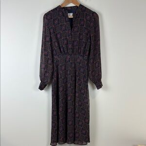 Frank & Oak patterned V-Neck Bishop Sleeve Dress